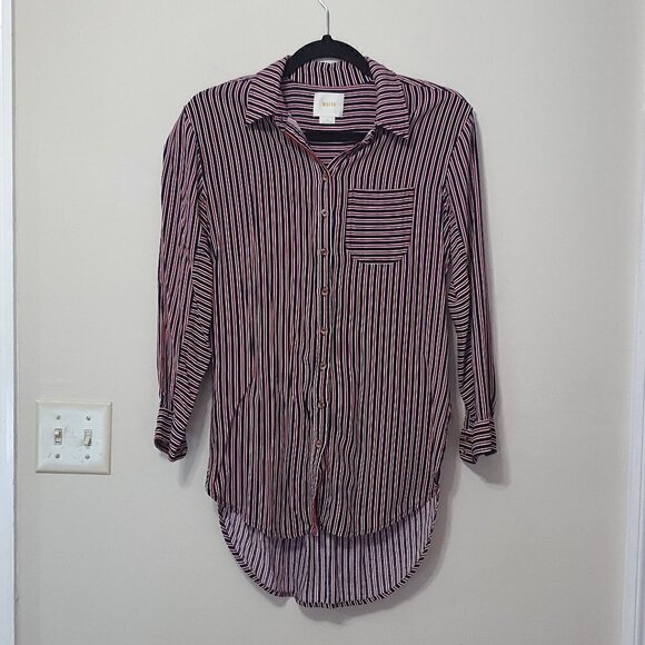 Anthropologie Maeve Pinstripe Red Black Tunic - Picture 3 of 10